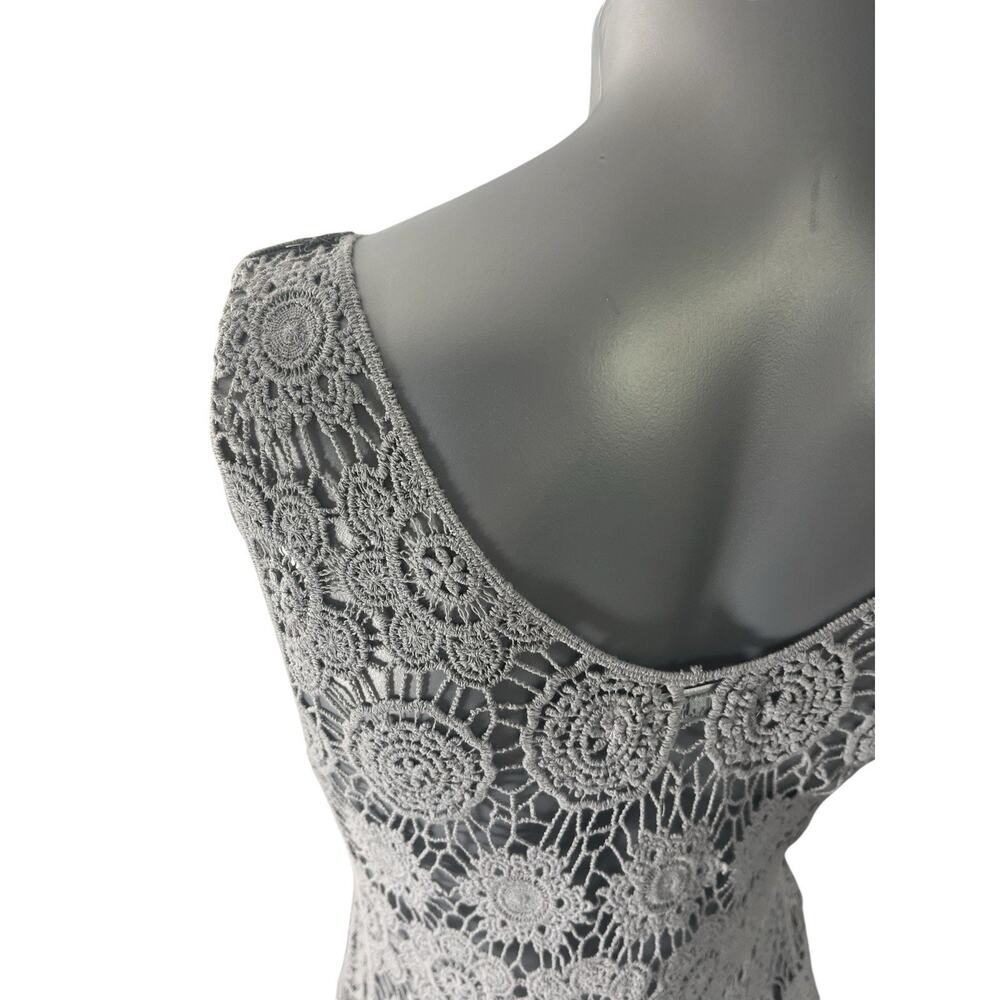 Solitaire Gray Crochet Women’s Top Tank See Through Small Boho Hippy Festival - Picture 8 of 8